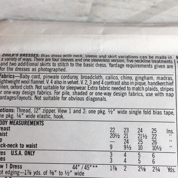 Vintage 1988 Simplicity Sewing Pattern 8823 Girl's Dress Size 4 - Picture 9 of 12